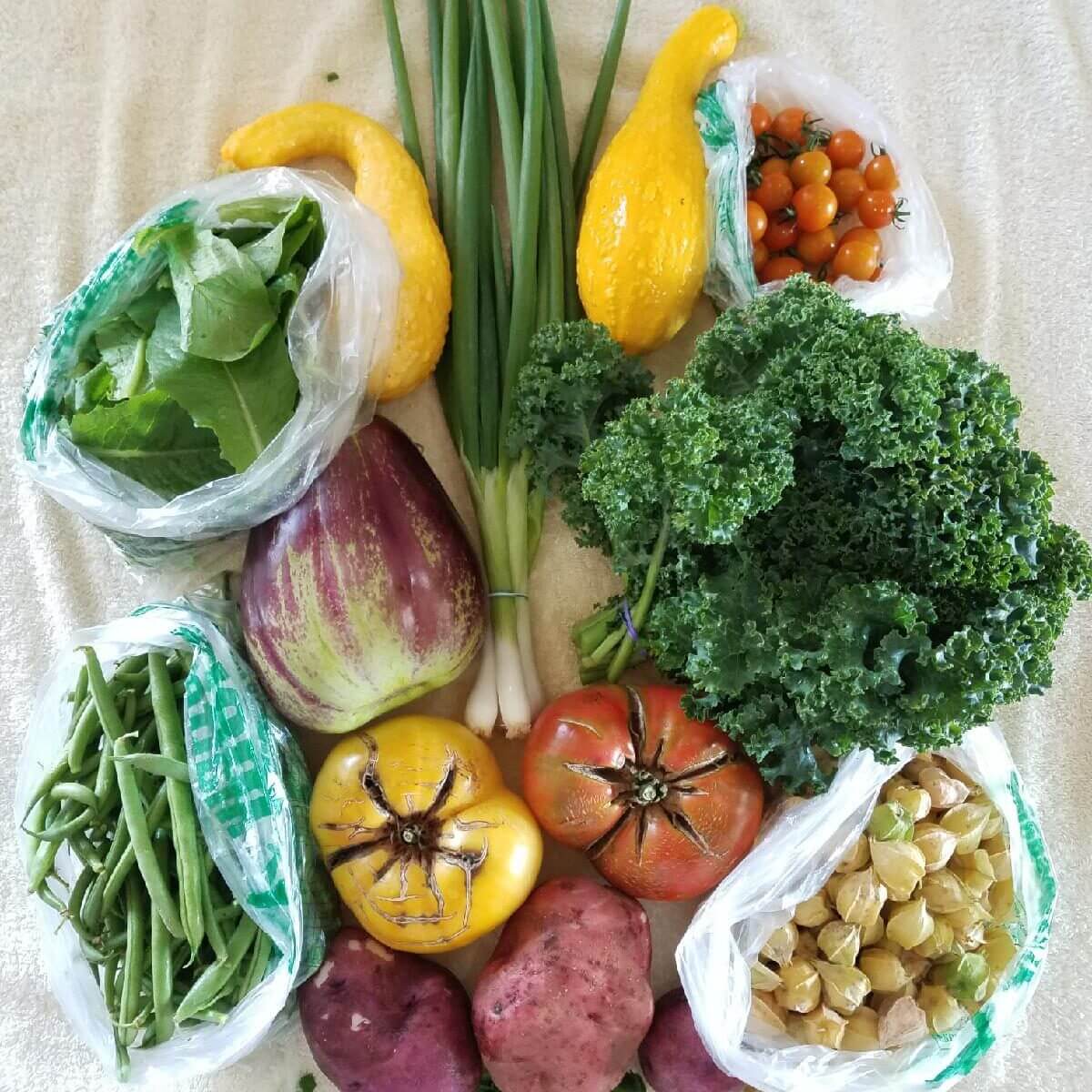 table of fresh produce
