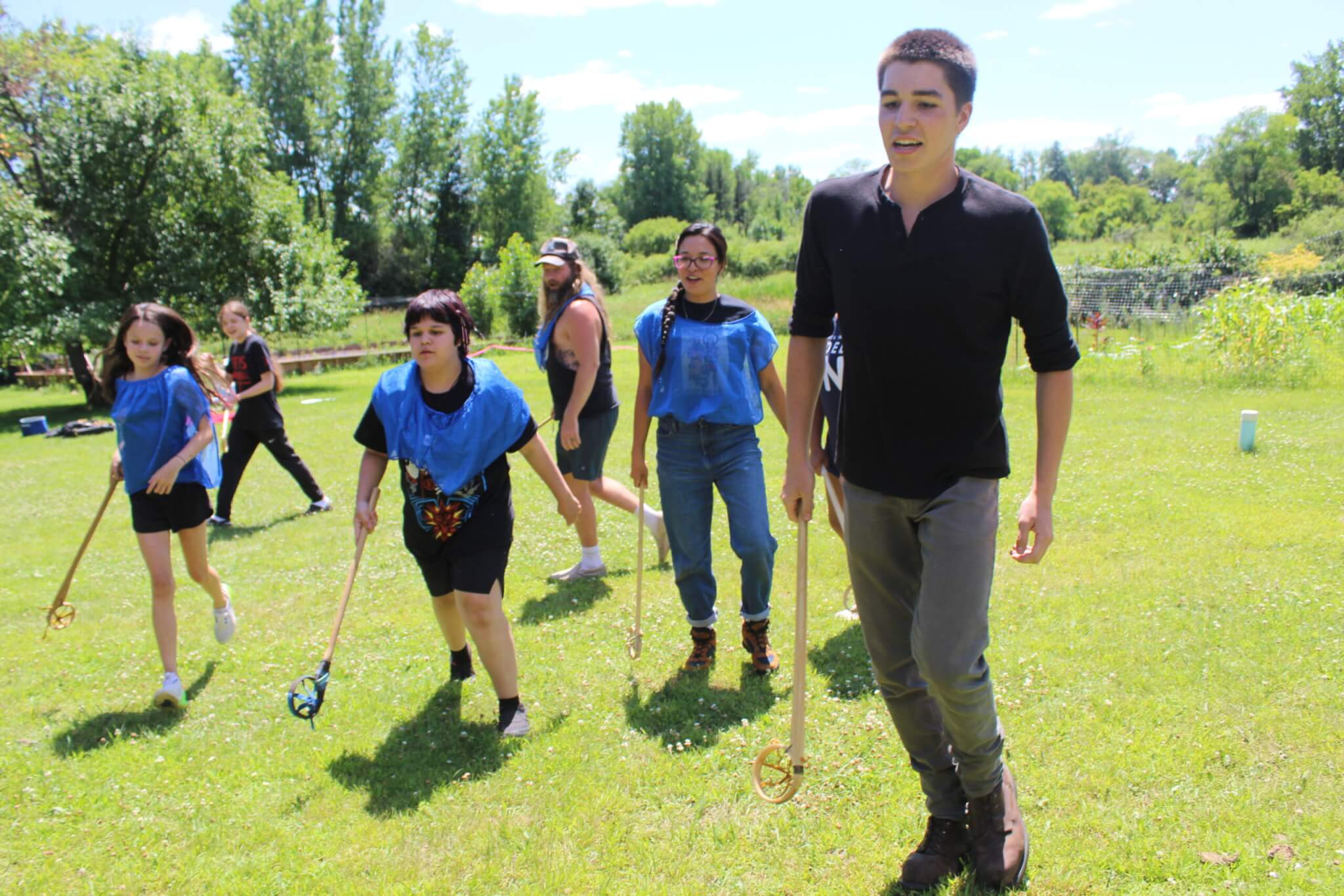 kids playing stickball outside